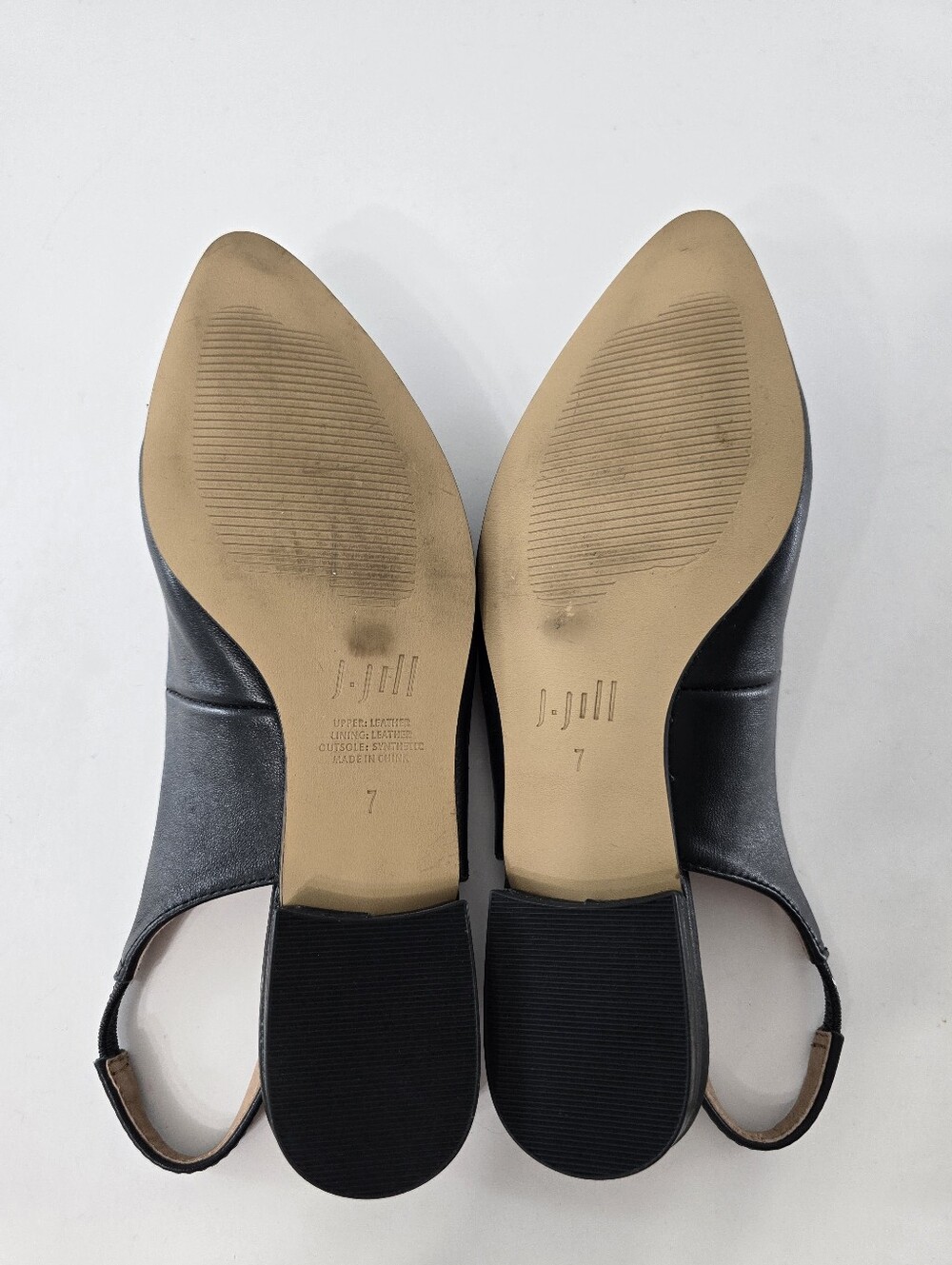 J Jill Kara Leather Pointed Toe Slingback Black Minimalist Closed Toe Shoes Sz 7 - Picture 10 of 10